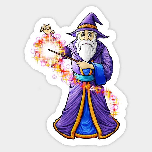 Wizard Casting A Magic Spell Sticker by fizzyllama